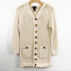 Sz M/L PURE HANDKNIT Canada Peace Sweater Cardigan cream euc button front